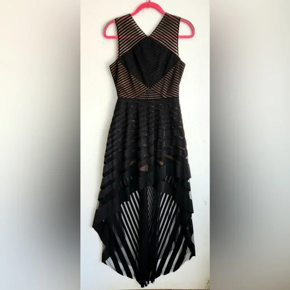 BCBGMaxAzria Keana High-Low Black Sleeveless Formal Dress Size 8 - Picture 3 of 10